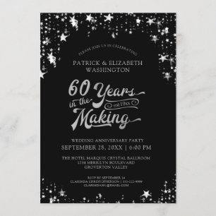 60th Anniversary Black & Gold Stars 40 YEARS Invitation