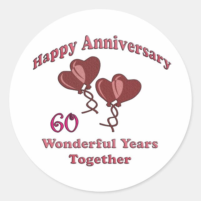 60th. Anniversary Classic Round Sticker (Front)