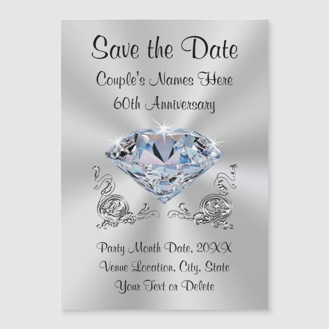 60th Anniversary Custom Save the Date Magnets (Front)