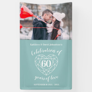 60th anniversary diamond heart personalised photo banner