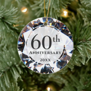 60th Anniversary Diamond Photo Personalised Ceramic Ornament