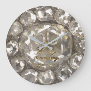 60th Anniversary Diamond Wedding 2017 Elegant Large Clock