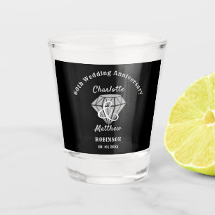 60th Anniversary Diamond Wedding Gift Personalised Shot Glass