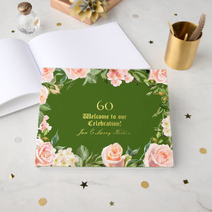 60th Anniversary Gold Foil Green  Guest Book