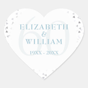60th Anniversary Hearts Confetti Heart Sticker