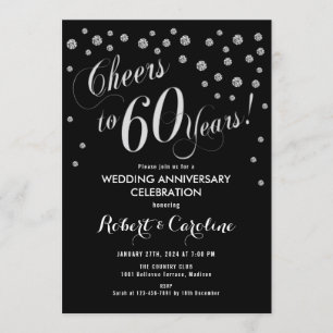 60th Anniversary Invitation in Black & Silver