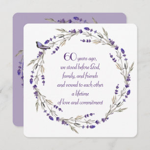 60th Anniversary Lavender Wreath Invitation