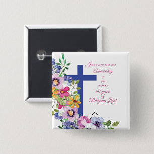 60th Anniversary, Nun, Religious Life Cross 15 Cm Square Badge
