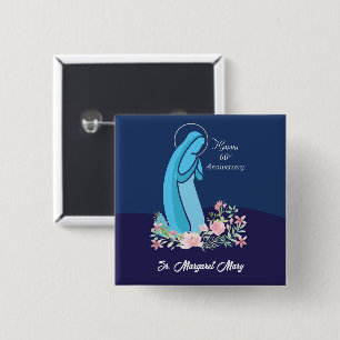 60th Anniversary of Religious Life Nun Pink Flower 15 Cm Square Badge