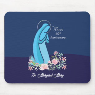 60th Anniversary of Religious Life Nun Pink Flower Mouse Pad