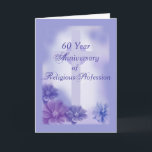 60th Anniversary of Religious Profession, Nun Card<br><div class="desc">This beautiful purple blue colour fills the front as it accents the main message - 60 years of religious profession. Flowers surround the cross behind the congratulations message. Perfect card to send to a nun on her 60th jubilee anniversary of religious life.</div>