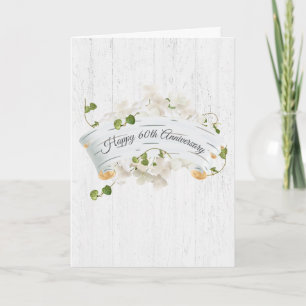 60th Anniversary On Birch Scroll With Ivy Card