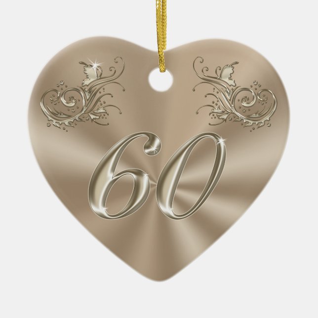 60th Anniversary Ornament, Personalised or Not Ceramic Ornament (Front)