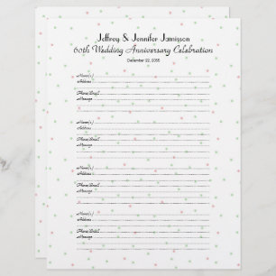 60th Anniversary Party Guest Book Sign-In Page