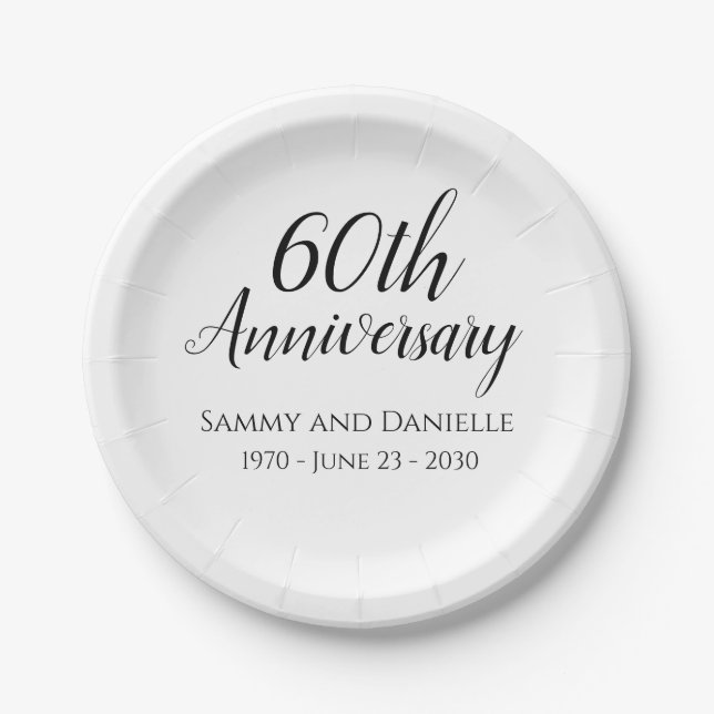 60th Anniversary Party Paper Plates Tableware (Front)