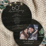 60th Anniversary Party Rustic Wood Lights Menu<br><div class="desc">String lights and Wood Background template design. Adjustable for the 60th anniversary party,  just change the text invitations.</div>