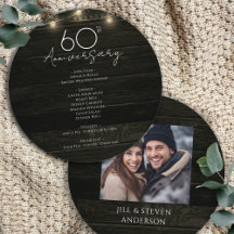 60th Anniversary Party Rustic Wood Lights