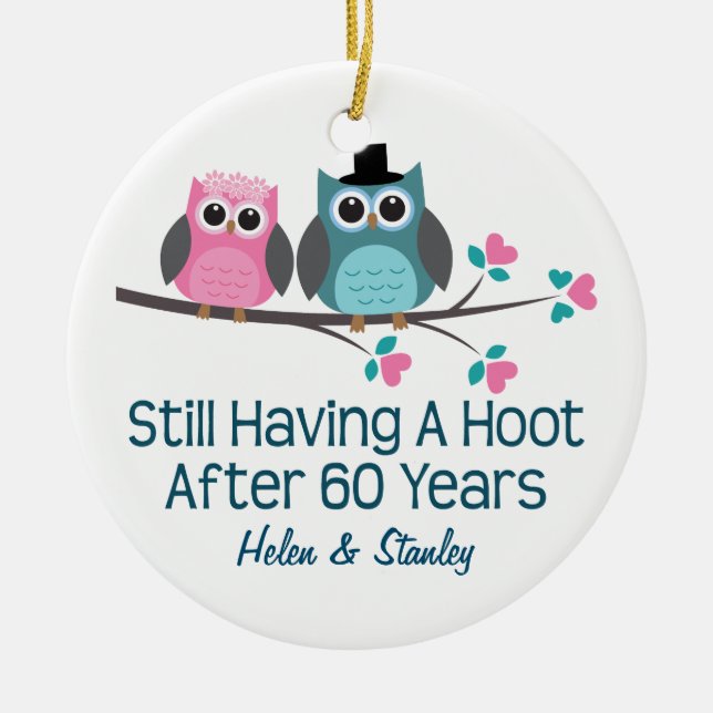 60th Anniversary Personalised Gift Idea Ceramic Ornament (Front)