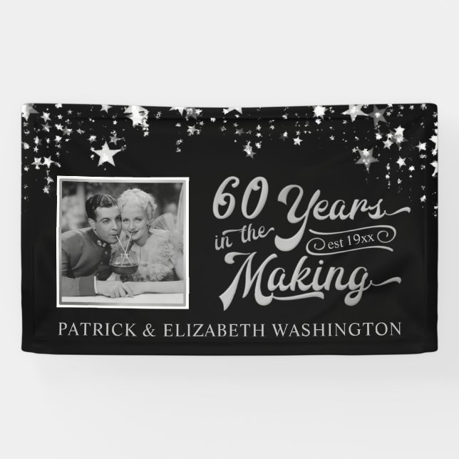 60th Anniversary Photo Black and Silver Stars Banner (Horizontal)
