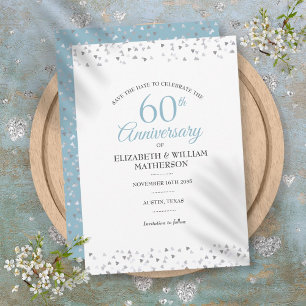 60th Anniversary Save the Date Hearts Confetti  Invitation