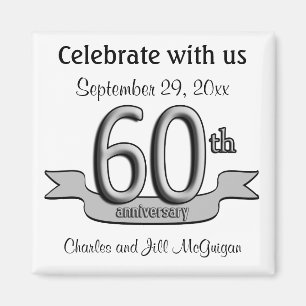 60th Anniversary Save The Date Party Favours Magnet