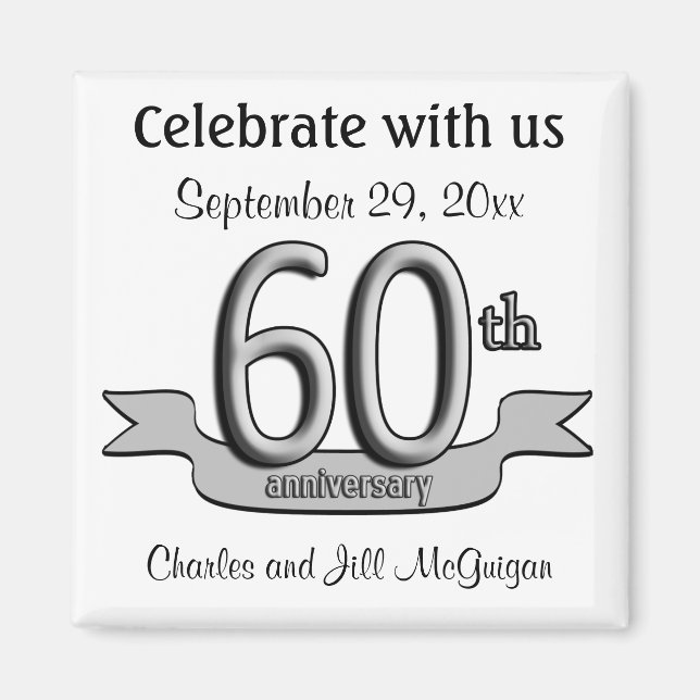 60th Anniversary Save The Date Party Favours Magnet (Front)