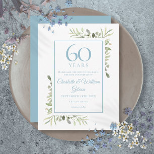 60th Anniversary Save the Date Watercolor Floral Announcement Postcard