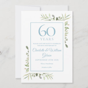 60th Anniversary Save the Date Watercolour Floral