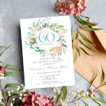 60th Anniversary Surprise Party Roses Garland Invitation<br><div class="desc">Featuring a delicate watercolour floral greenery garland,  this chic botanical surprise party 60th wedding anniversary invitation can be personalised with your special diamond anniversary information. The reverse features a matching floral garland framing the anniversary dates in elegant white text on a diamond blue background. Designed by Thisisnotme©</div>