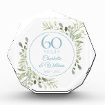 60th Anniversary Watercolour Floral Greenery Photo Block<br><div class="desc">Featuring delicate soft watercolour leaves,  this chic botanical 60th wedding anniversary design can be personalised with your special sixtieth-anniversary information in elegant diamond blue text. Designed by Thisisnotme©</div>