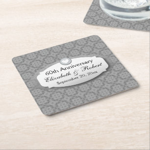 60th Anniversary Wedding Anniversary Diamond A09 Square Paper Coaster