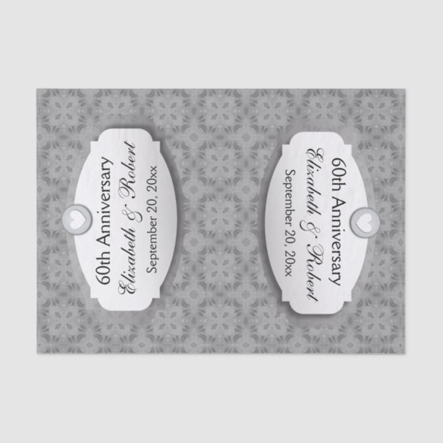 60th Anniversary Wedding Anniversary Diamond A19 Tissue Paper (Front)