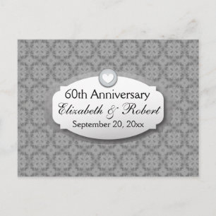 60th Anniversary Wedding Anniversary Diamond Z01 Announcement Postcard