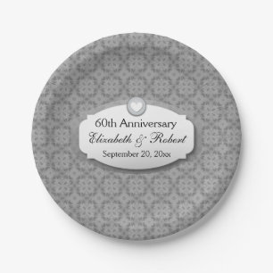 60th Anniversary Wedding Anniversary Diamond Z01 Paper Plate