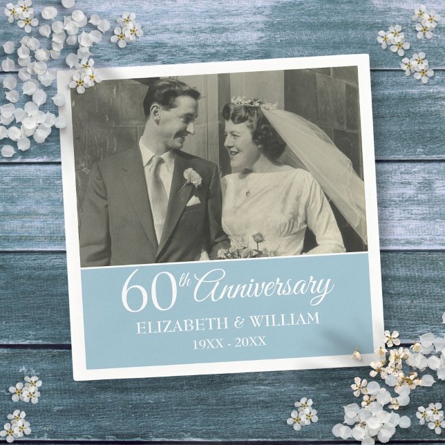 60th Anniversary Wedding Photo Elegant Diamond Napkin (60th Anniversary Wedding Photo Elegant Diamond Napkins)