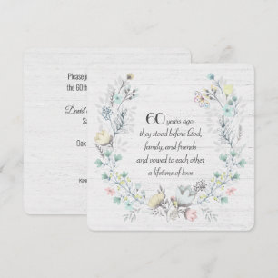 60th Anniversary Wreath On Wood Invitation