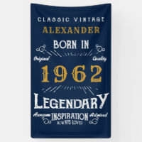 60th Birthday 1962 Add Name Blue Gold Legendary