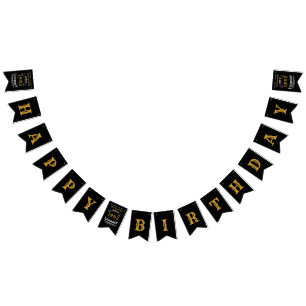 60th Birthday 1962 Black Gold Add Name Retro Bunting