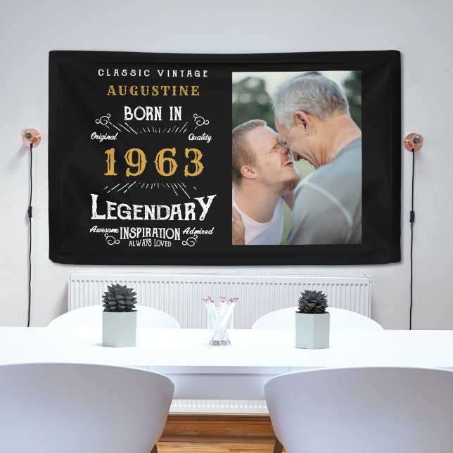 60th Birthday 1963 Legendary Black And Gold Banner (Creator Uploaded)