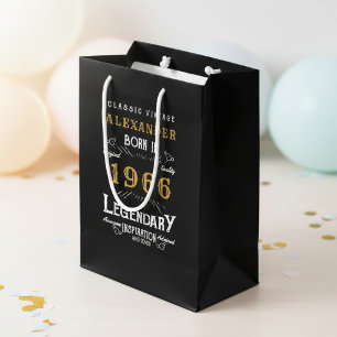 60th Birthday 1966 Add Name Legend Black Gold Medium Gift Bag