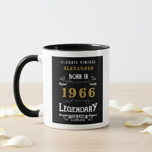 60th Birthday 1966 Legend Retro Black Personalized Mug