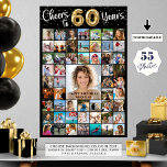 60th Birthday 55 Photo Collage Cheers to Years Poster<br><div class="desc">Create a 60th birthday photo memory display poster print utilising this easy-to-upload photo collage template with 55 pictures of him or her through the years for a fun birthday party decoration and commemorative keepsake. The design features the title CHEERS TO 60 YEARS with gold foil balloon numbers and your custom...</div>