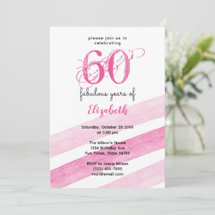 60th Birthday 60 fabulous years PINK Invitation