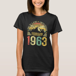 60th Birthday  60 Year Vintage February 1963 Retro T-Shirt