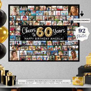 60th Birthday 92 Photos Black Gold Cheers To Year Poster
