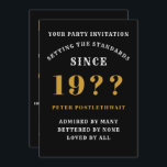 60th Birthday Add Name Year Black Gold For Him Invitation<br><div class="desc">For those celebrating their 60th birthday party we have the ideal birthday invitation card. The black background with a white and gold design is simple and yet elegant. Easily customise the text to the front and the rear of this birthday invitation card using the template provided. Part of the setting...</div>