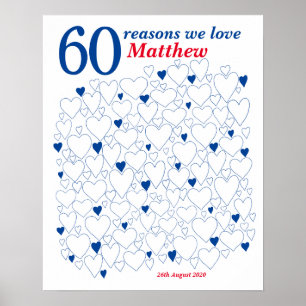 60th Birthday Any Colour Guest Book Poster