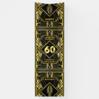 60th Birthday Art Deco Gold Black Great Gatsby
