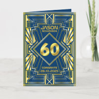 60th Birthday Art Deco Gold Blue Great Gatsby