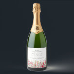 60th Birthday August Birth Flower Party Supplies  Sparkling Wine Label<br><div class="desc">Perfect table decor for an August birthday party. Pink gladiolus is the birth flower for that month. It forms a pretty watercolor bottom border on this floral personalised napkin. The birthday guest of honour's name, age and birthdate are placed above it using elegant calligraphy and typography. All text is editable....</div>